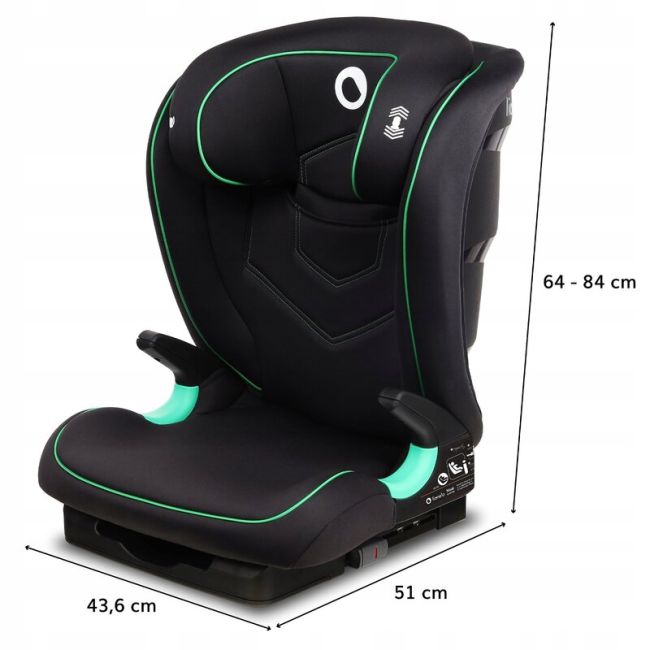 Lionelo - Scaun auto Neal Onix Spatar reglabil, Baza i-size, 15-36 Kg, cu Isofix, Negru BYNLO-NEAL_BLACK_ONYX