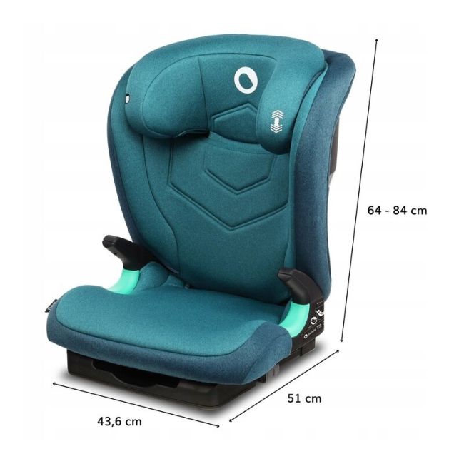 Lionelo - Scaun auto Neal Turquoise Spatar reglabil, Baza i-size, 15-36 Kg, cu Isofix, Verde BYNLO-NEAL_GREEN_TURQUOISE