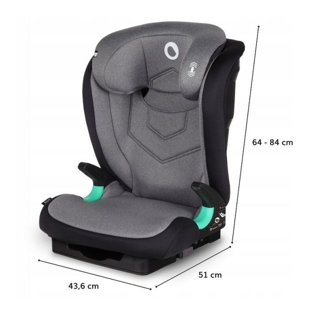 Lionelo - Scaun auto Neal Stone Spatar reglabil, Baza i-size, 15-36 Kg, cu Isofix, Gri BYNLO-NEAL_GREY_STONE