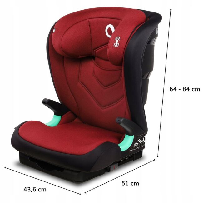 Lionelo - Scaun auto Neal Burgundy Spatar reglabil, Baza i-size, 15-36 Kg, cu Isofix, Rosu BYNLO-NEAL_RED_BURGUNDY