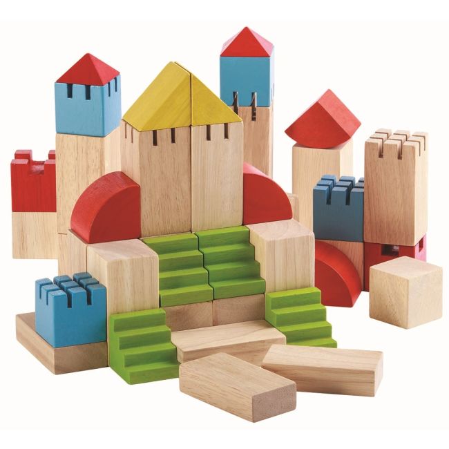 Blocuri de construit cu 46 de piese din lemn RMKPLAN5527