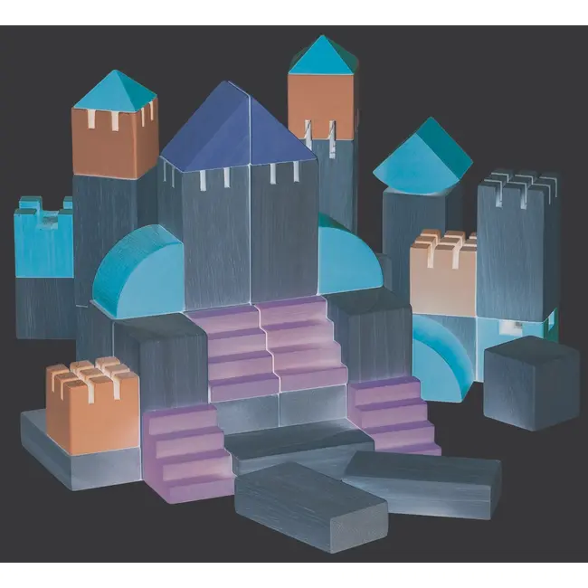 Blocuri de construit cu 46 de piese din lemn RMKPLAN5527