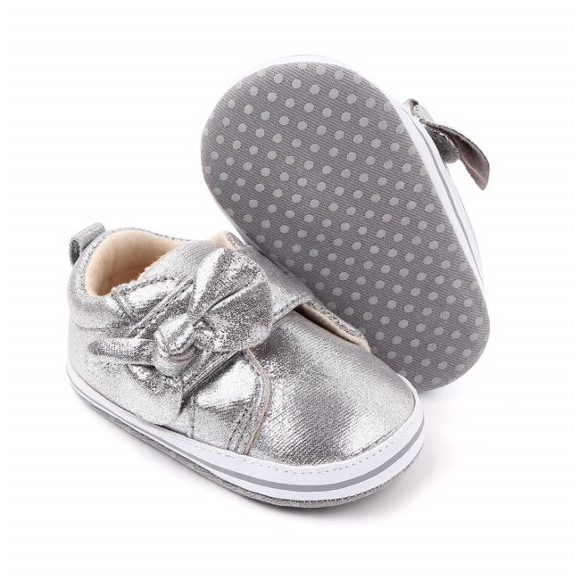 Pantofiori argintiu sidefat cu fundita LId2447-2-sa28