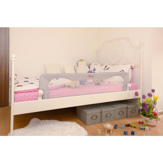 Qmini - Bariera de pat 150 x 42 cm, Rhea, Grey BYNQM-RHEA_GREY
