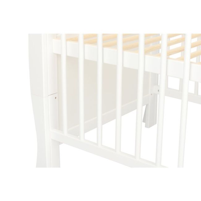 Qmini - Patut din lemn Julia 120x60 cm, multifunctional, cu sertar, Alb + Saltea 10 cm BYNQM_JUL10CM02AL