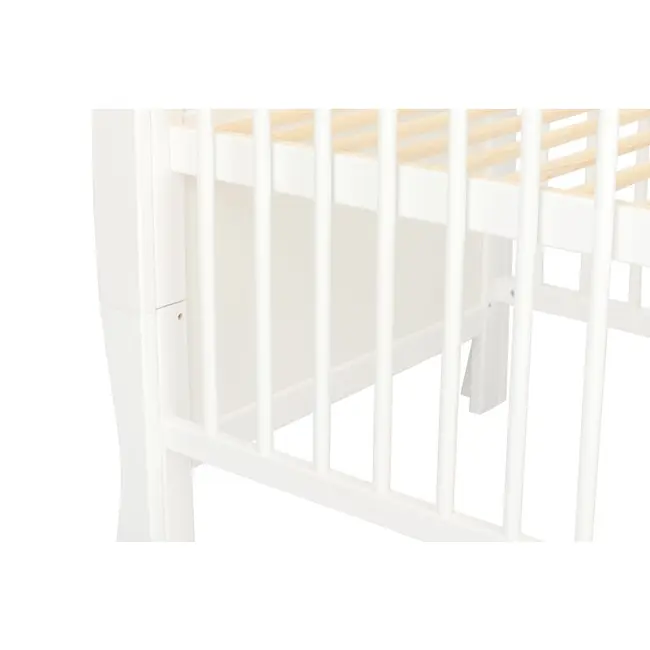 Qmini - Patut din lemn Julia 120x60 cm, multifunctional, cu sertar, Alb + Saltea 12 cm BYNQM_JUL12CM02AL