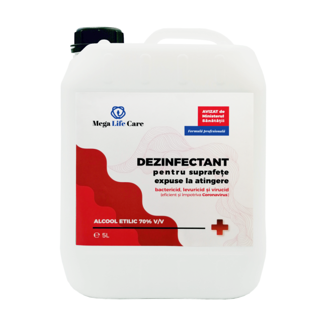 Dezinfectant pentru suprafete Mega Life Care, 5 L, bactericid, levuricid, virucid, eficient si impotriva Coronavirus - 4AKMLCDS5000