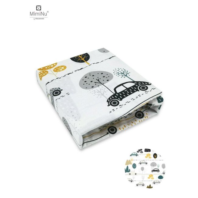 MimiNu - Cearceaf cu elastic, 140X70 cm, Childrens Journey Grey BYN6426972005869