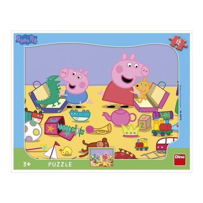 Puzzle cu rama - la joaca cu peppa pig (12 piese)