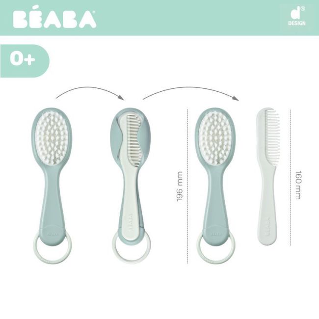 Set perie si pieptene Beaba - Green Blue ERFB920366