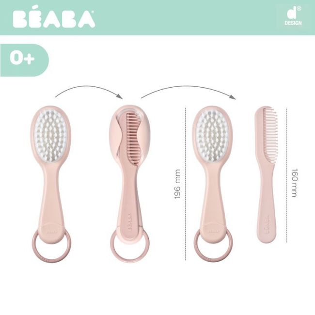 Set perie si pieptene Beaba - Old Pink ERFB920367