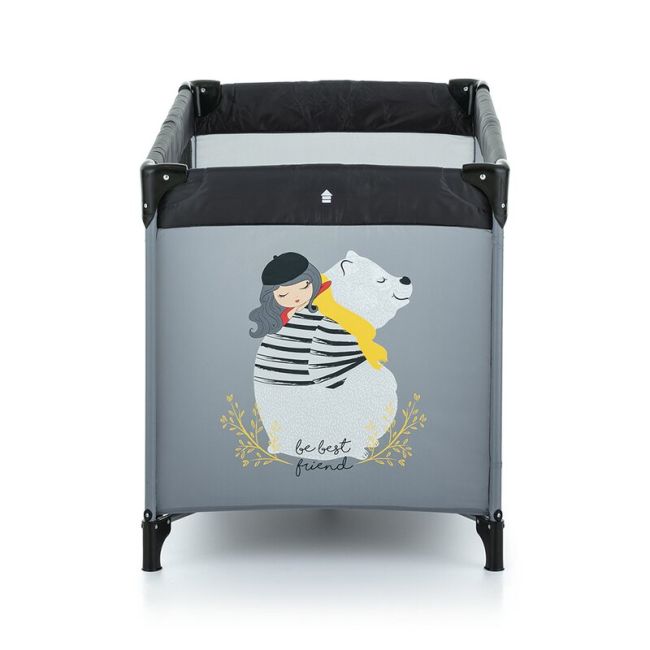 Petite&Mars - Patut pliant Nyja Teddy Scarf, Grey/Yellow BYN923463