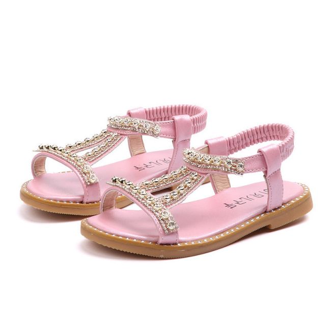 Sandale roz sidefat cu strasuri LIYY-316-2-DE5