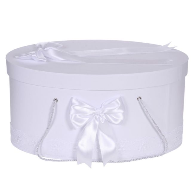 Cutie trusou de botez unisex dantela alba diafana si fundite asortate Denikos® 817 NKO5246