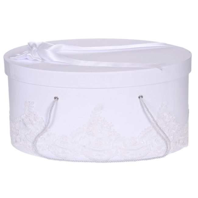 Cutie trusou botez dantela alba eleganta si o fundita asortata unisex Denikos® 818 NKO5247