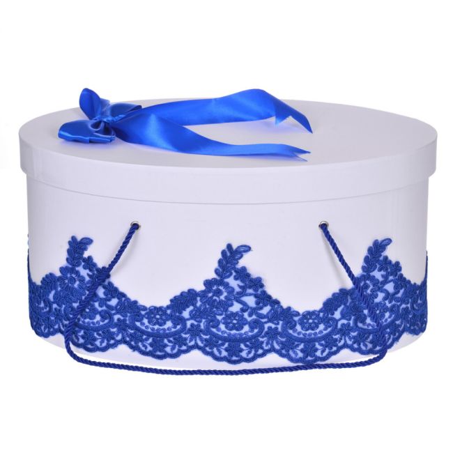 Cutie trusou botez baiat cu dantela albastra eleganta si o fundita asortata Denikos® 820 NKO5249