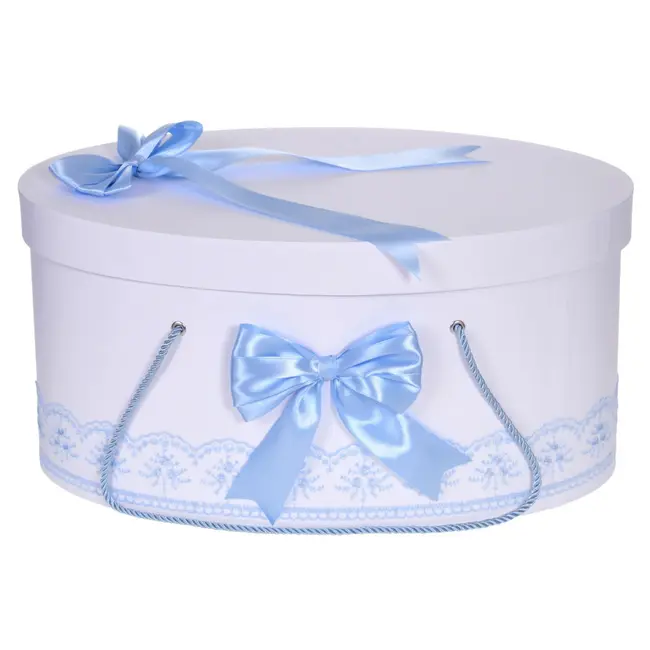 Cutie trusou botez Baietel dantela bleu si fundite asortate, Denikos&reg; 815 NKO5244