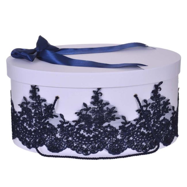 Cutie trusou botez dantela bleumarin eleganta si o fundita asortata pentru baieti Denikos® 823 NKO5252