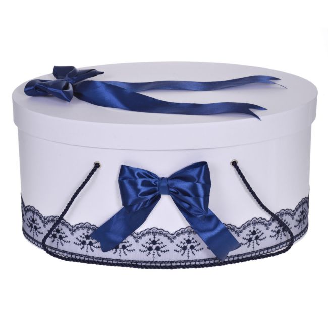 Cutie trusou botez dantela bleumarin si fundite asortate pentru fete Denikos® 814 NKO5243