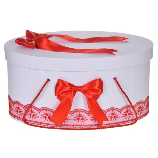 Cutie trusou botez Fata dantela rosie si fundite asortate, Denikos® 816 NKO5245