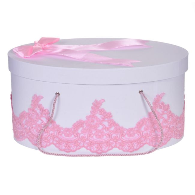 Cutie trusou botez dantela roz eleganta si o fundita asortata fete Denikos® 825 NKO5254
