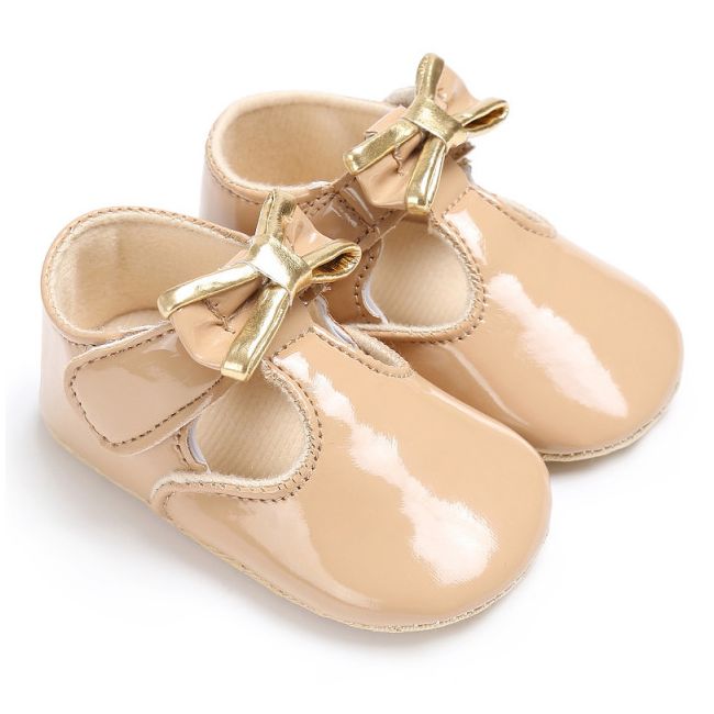 Pantofiori crem din lac cu fundita - MBC-310-1-p24.12-18 luni (Marimea 21 incaltaminte)