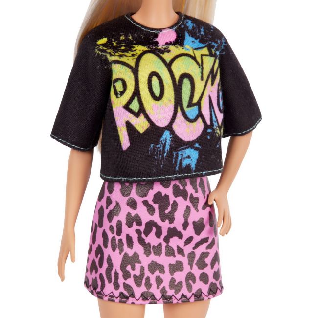 PAPUSA BARBIE FASHIONISTA BLONDA CU TINUTA DE VARA ROCK VIVMTFBR37_GRB47