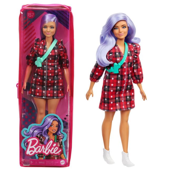 PAPUSA BARBIE FASHIONISTA CU PARUL MOV SI ROCHITA CU STELUTE VIVMTFBR37_GRB49
