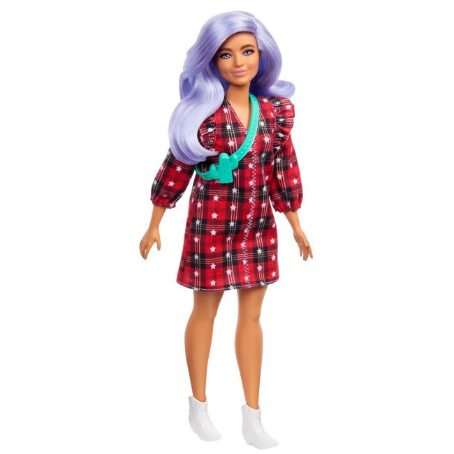 PAPUSA BARBIE FASHIONISTA CU PARUL MOV SI ROCHITA CU STELUTE VIVMTFBR37_GRB49