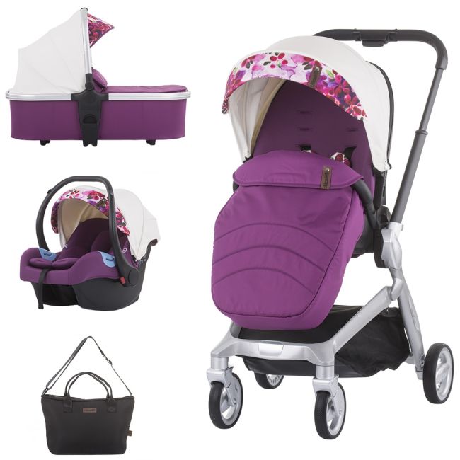 Carucior chipolino emotion 3 in 1 white flowers hubkkem02103wf