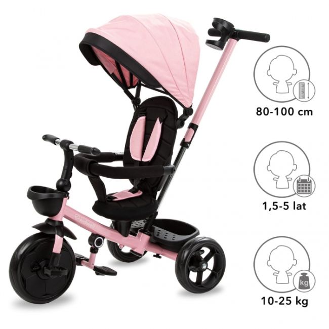 Tricicleta cu sezut rotativ si roti cu spuma eva kidwell axel - roz edeedirotraxe01a0
