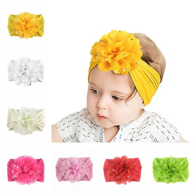 Bentita lata cu floare din tulle si buline argintii MDFD351-c8