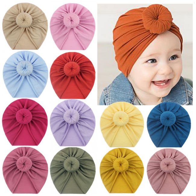 Caciulita tip turban in diverse culori - MBx-20150.6-9 luni (Marimea 19 incaltaminte)-Roz pudra