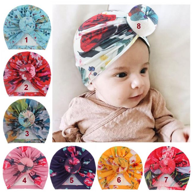 Caciulita tip turban inflorata MDx-20164-c3.6-9 luni (Marimea 19 incaltaminte)-3
