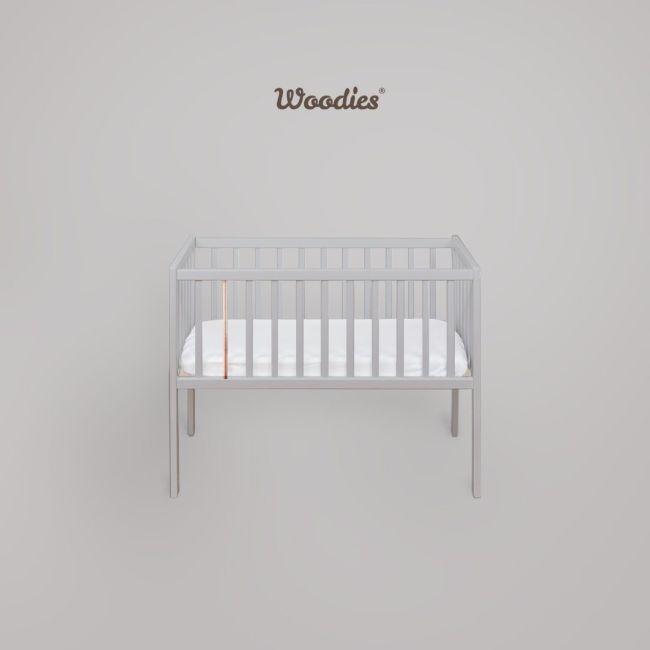 Patut Din Lemn Pentru Bebe, Inaltime Saltea Reglabila, Stardust  Craft Gri 120a 60 Cm Pjbstardust_grey