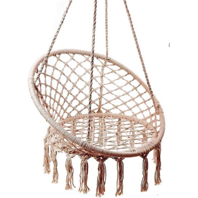Leagan Suspendat pentru Curte sau Gradina, diametru 80cm, capacitate 150kg Ikonka IK0010 BBJIK0010_Bej