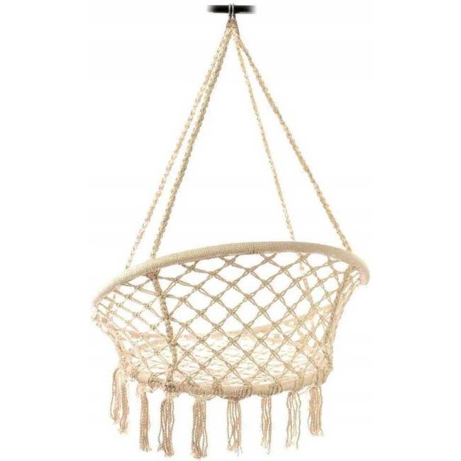 Leagan Suspendat pentru Curte sau Gradina, diametru 80cm, capacitate 150kg Ikonka IK0010 BBJIK0010_Bej
