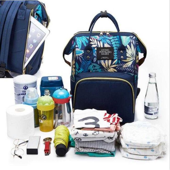 Rucsac multifunctional mamici Leaves Bambinice BN028 BBJBN028_Albastru