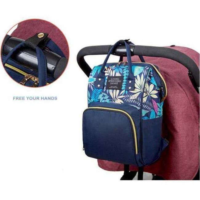 Rucsac multifunctional mamici Leaves Bambinice BN028 BBJBN028_Albastru