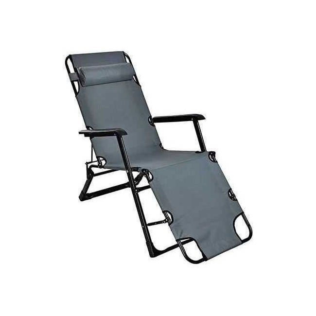 Scaun tip Sezlong Pliabil si Reglabil cu Tetiera pentru Gradina sau Terasa, dimensiuni XL Malatec MY0009 BBJMY0009_Gri