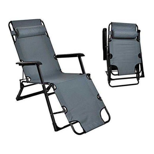Scaun tip Sezlong Pliabil si Reglabil cu Tetiera pentru Gradina sau Terasa, dimensiuni XL Malatec MY0009 BBJMY0009_Gri