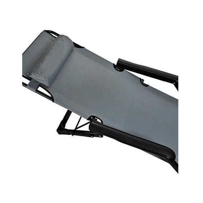 Scaun tip Sezlong Pliabil si Reglabil cu Tetiera pentru Gradina sau Terasa, dimensiuni XL Malatec MY0009 BBJMY0009_Gri