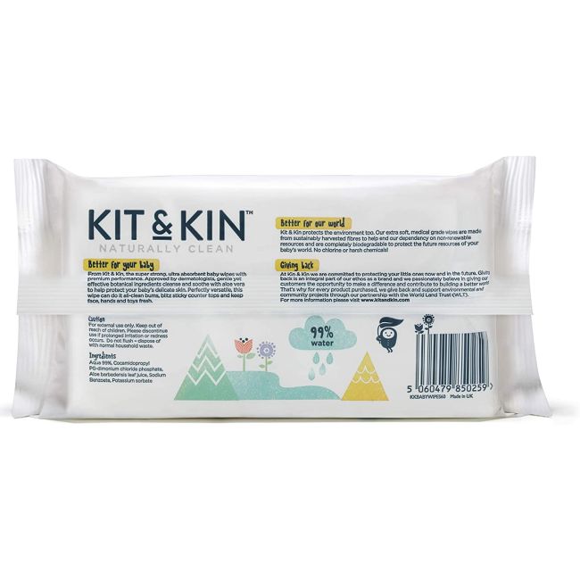 Servetele umede biodegradabile kit&kin 60 buc tnakkbabywipes