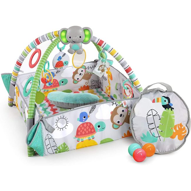 Bright Starts - Salteluta de activitati 5 in 1 Gym & Ball Pit Totally Tropical BBB12624