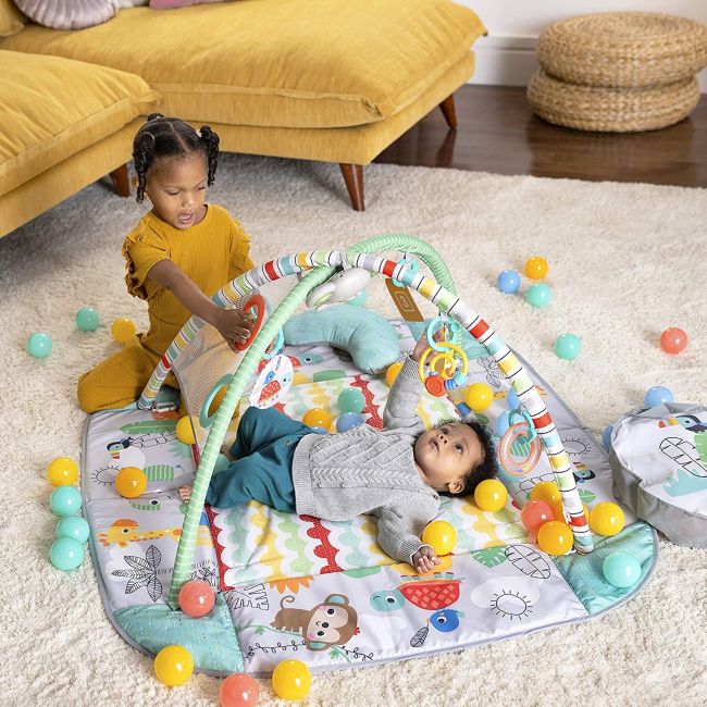 Bright Starts - Salteluta de activitati 5 in 1 Gym & Ball Pit Totally Tropical BBB12624