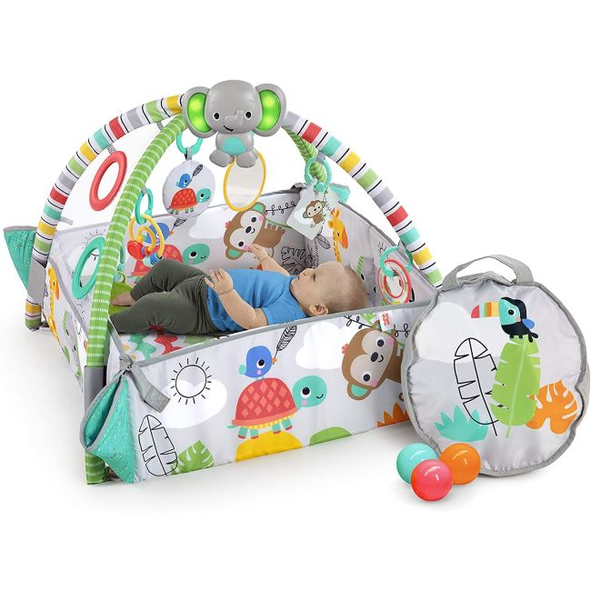 Bright Starts - Salteluta de activitati 5 in 1 Gym & Ball Pit Totally Tropical BBB12624
