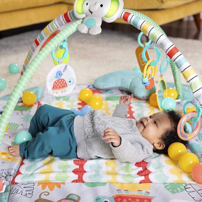 Bright Starts - Salteluta de activitati 5 in 1 Gym & Ball Pit Totally Tropical BBB12624