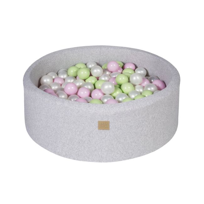 Piscina Uscata Cu 250 De Bile (verde, Transparent, Alb Perlat, Roz Pastel) Meowbaby  , Spring, 90x30 Cm, Gri Deschis Pjbb001021