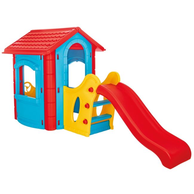 Casuta cu tobogan pentru copii pilsan happy house blue hubpl-06-432