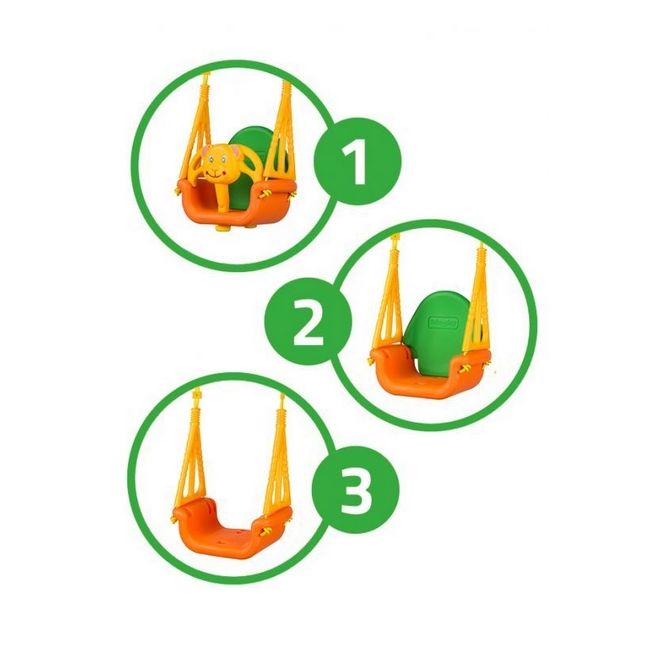 Leagan convertibil 3 în 1 ecotoys - portocaliu cu verde edesw-1424